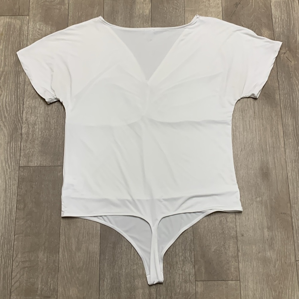 Express White Ruched Bodysuit - Picture 2 of 6